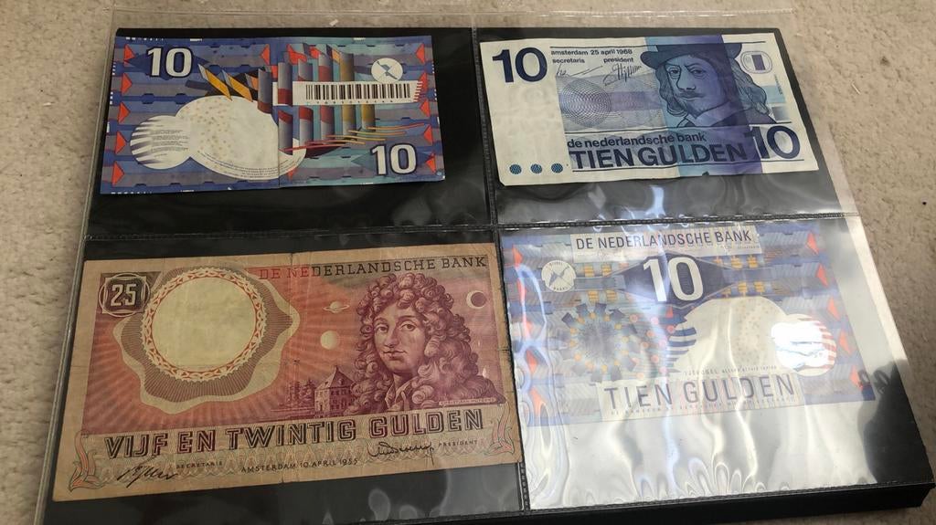 Oude bankbiljetten 25 en 10 gulden, Postzegels en Munten, Bankbiljetten | Nederland, Ophalen of Verzenden, 10 gulden