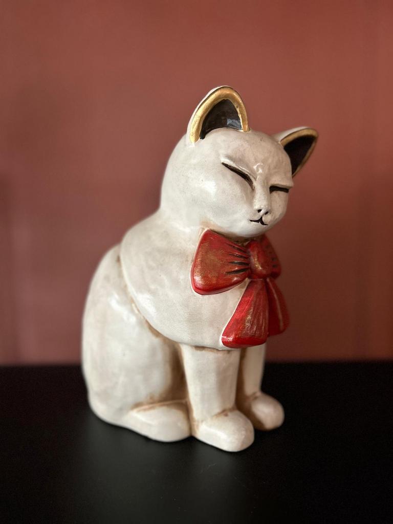 Thun Kat zittend groot keramiek, Verzamelen, Beelden en Beeldjes, Ophalen of Verzenden, Gebruikt, Dier