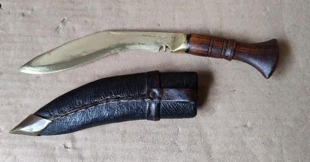 Antieke Biltong Kukri ceremony mes + leren schacht, Antiek en Kunst, Antiek | Gereedschap en Instrumenten, Ophalen of Verzenden