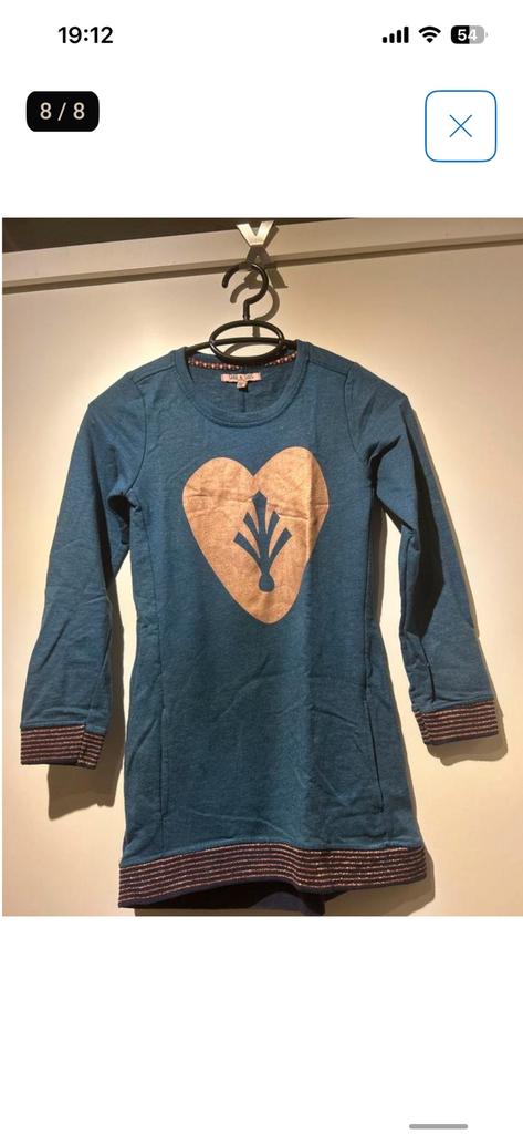 140 146 jurk Saar en Suus blauwgroen, Kinderen en Baby's, Kinderkleding | Maat 140, Ophalen of Verzenden, Zo goed als nieuw, Meisje
