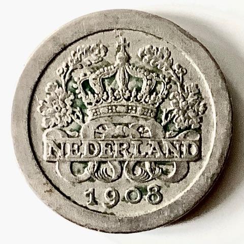 5 cent Stuiver nikkel nachtkwartje 1908, Postzegels en Munten, Munten | Nederland, Ophalen of Verzenden, Koningin Wilhelmina, 5 cent