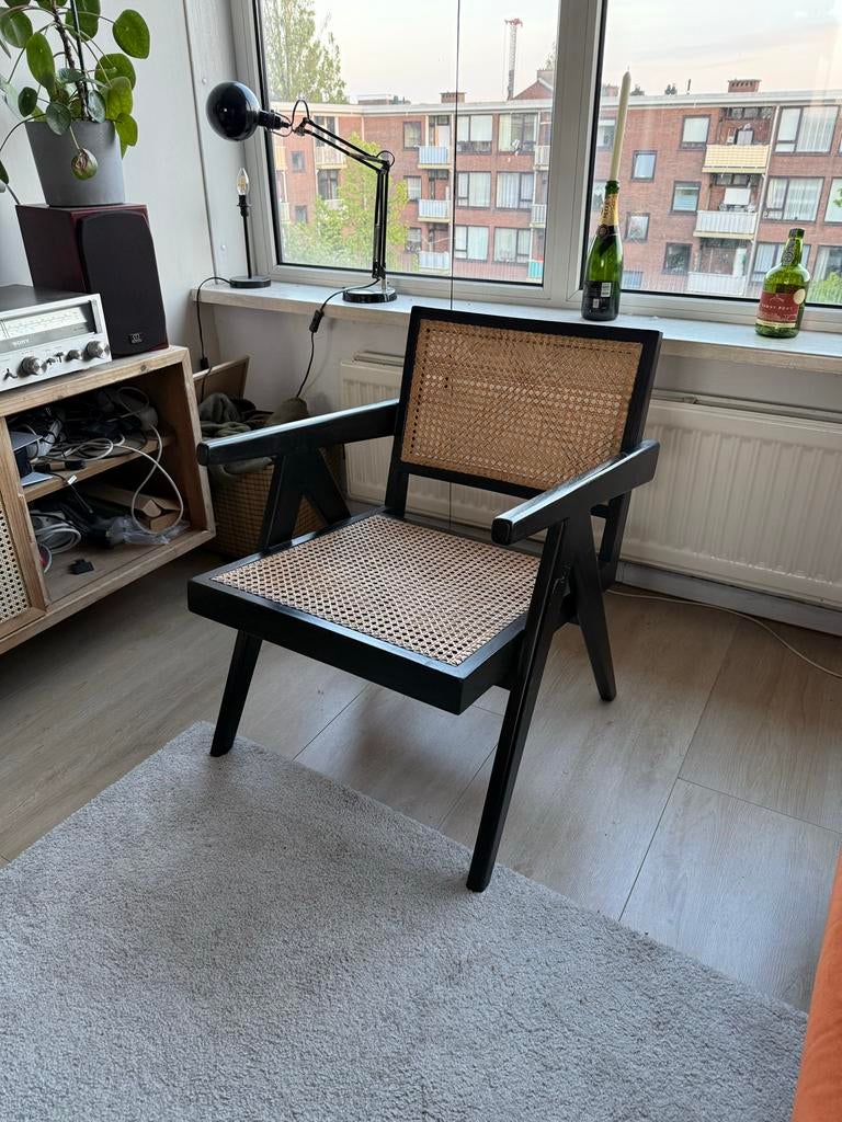 Pierre Jeanneret lounge stoel replica, Ophalen, Zwart, Zo goed als nieuw, Eén