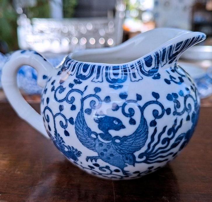 Antiek Japans Phoenix Blue Feniks - Roomkannetje - N, Antiek en Kunst, Antiek | Servies los, Ophalen of Verzenden