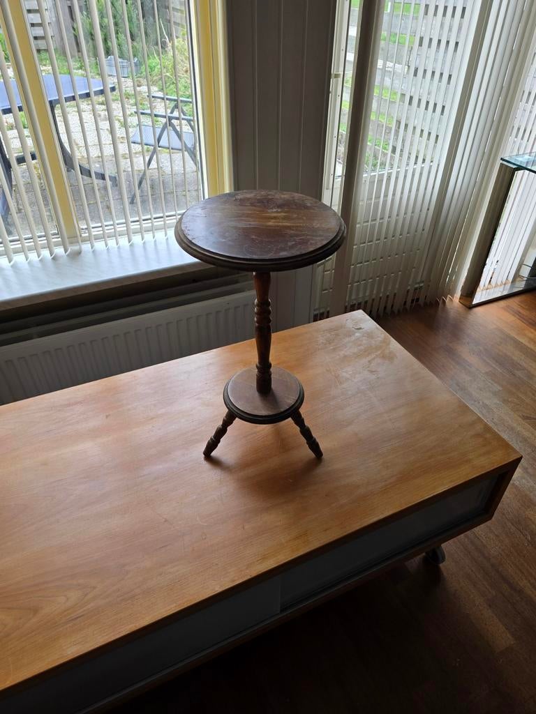 Vintage houten bloementafeltje / bijzettafeltje, Antiek en Kunst, Antiek | Meubels | Tafels, Ophalen of Verzenden