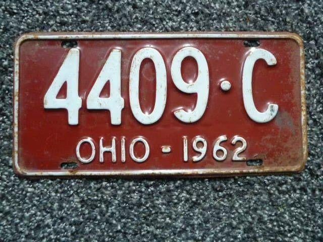 Kentekenplaat licenseplate Ohio 1962 USA, Verzamelen, Verzenden, Gebruikt, Auto's
