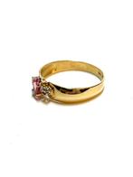 18k gouden ring met robijn en diamant, 18 tot 19, -, -, Ophalen of Verzenden