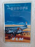Vintage KLM emaille reclamebord - 'On their way to Europe', Ophalen of Verzenden
