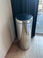 Brabantia touch bin prullenbak chroom, Ophalen, Gebruikt, 50 tot 75 cm, 40 liter of meer