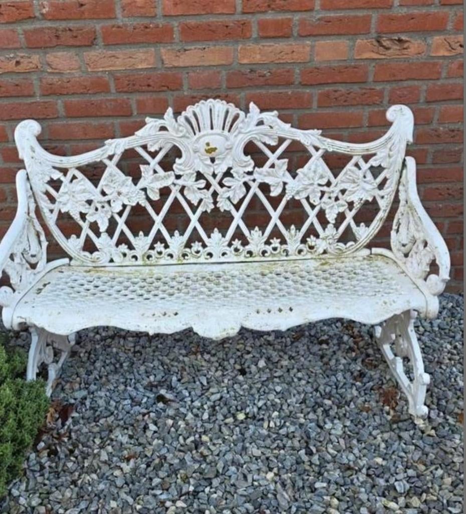 Gietijzeren tuinbank, Tuin en Terras, Ophalen, Gebruikt, Metaal