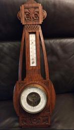 Antieke Barometer en Thermometer in Houten Behuizing, Audio, Tv en Foto, Weerstations en Barometers, Verzenden, Gebruikt, Weerstation