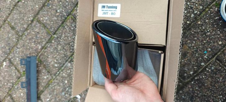 Zwart Chroom Uitlaat sierstukken 90mm, Auto-onderdelen, Uitlaatsystemen, Audi, Nieuw, Ophalen of Verzenden