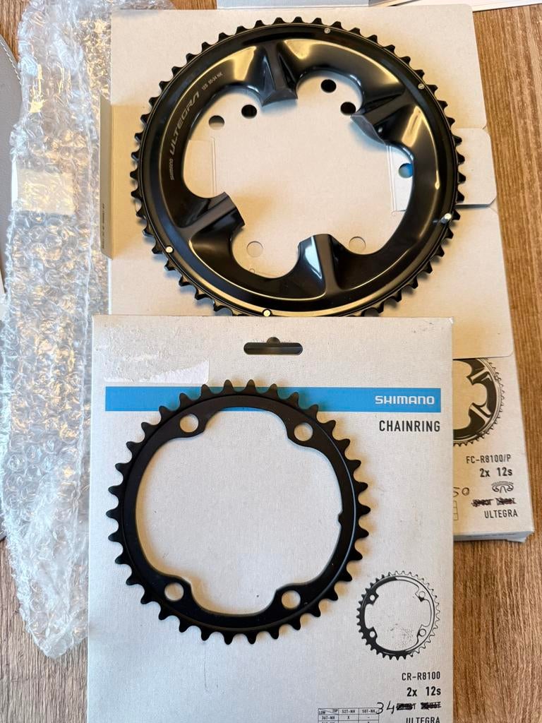 Shimano Ultegra FC-R8100 kettingbladen 50/34, Crankstel of Pedalen, Nieuw, Ophalen of Verzenden, Aluminium