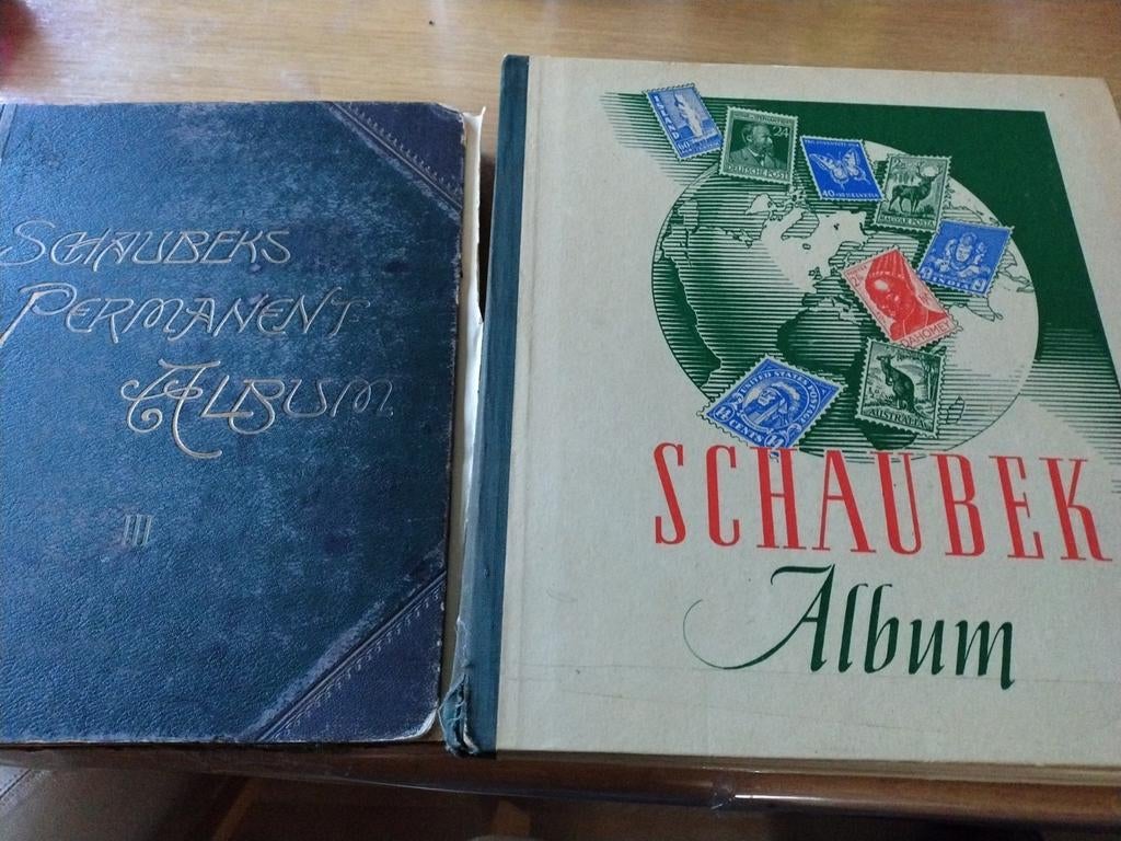 2 oude Schaubek albums met talrijke oude Europese zegels, Postzegels en Munten, Postzegels | Volle albums en Verzamelingen, Ophalen of Verzenden