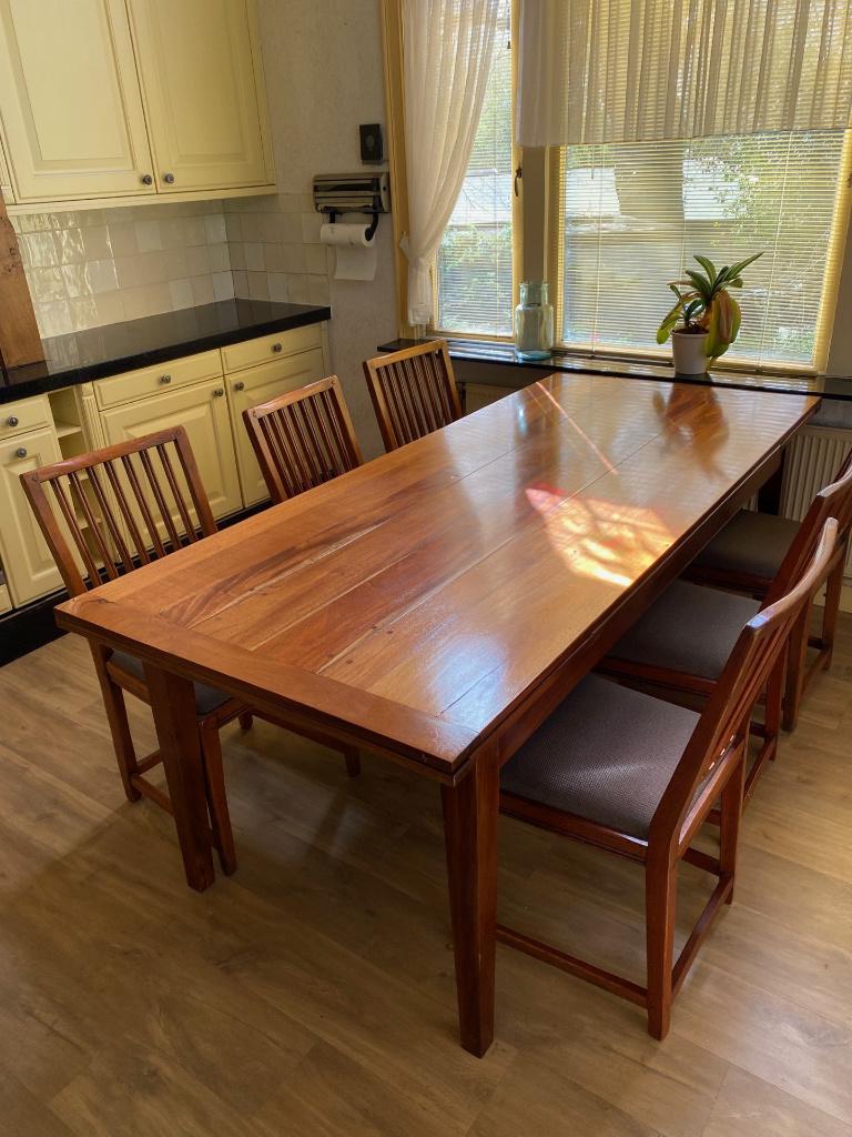 schuitema eetkamer tafel, Ophalen, Gebruikt, 200 cm of meer, 50 tot 100 cm