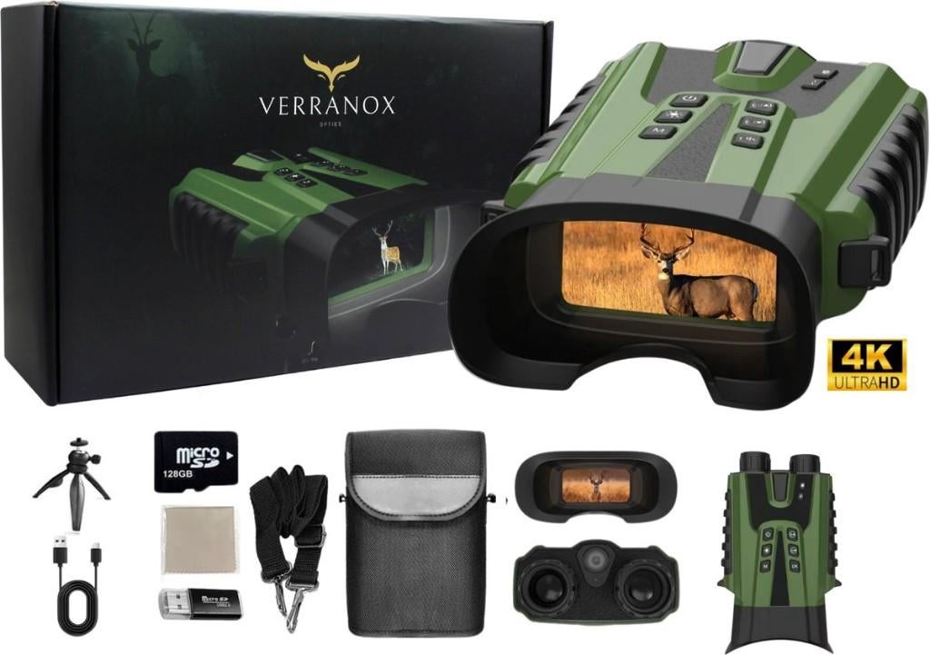 Verranox 4K Ultra HD Full color Nachtkijker& Infrarood+128SD, Audio, Tv en Foto, Optische apparatuur | Verrekijkers, 8251KG, Dakkant (recht)