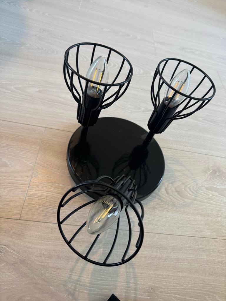 Zwarte plafondlamp met 3 spots, Ophalen of Verzenden, Gebruikt, Metaal