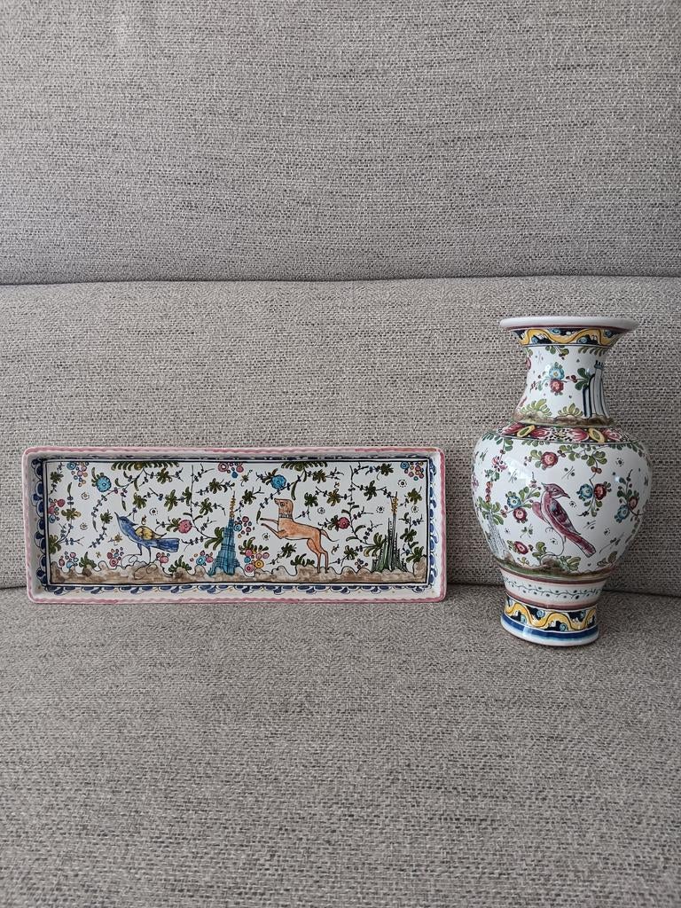 Bernardo Segura Portugal handgeschilderde schaal en vaas, Ophalen