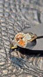 14karaat gouden ring met Citrine en zirkonia steen