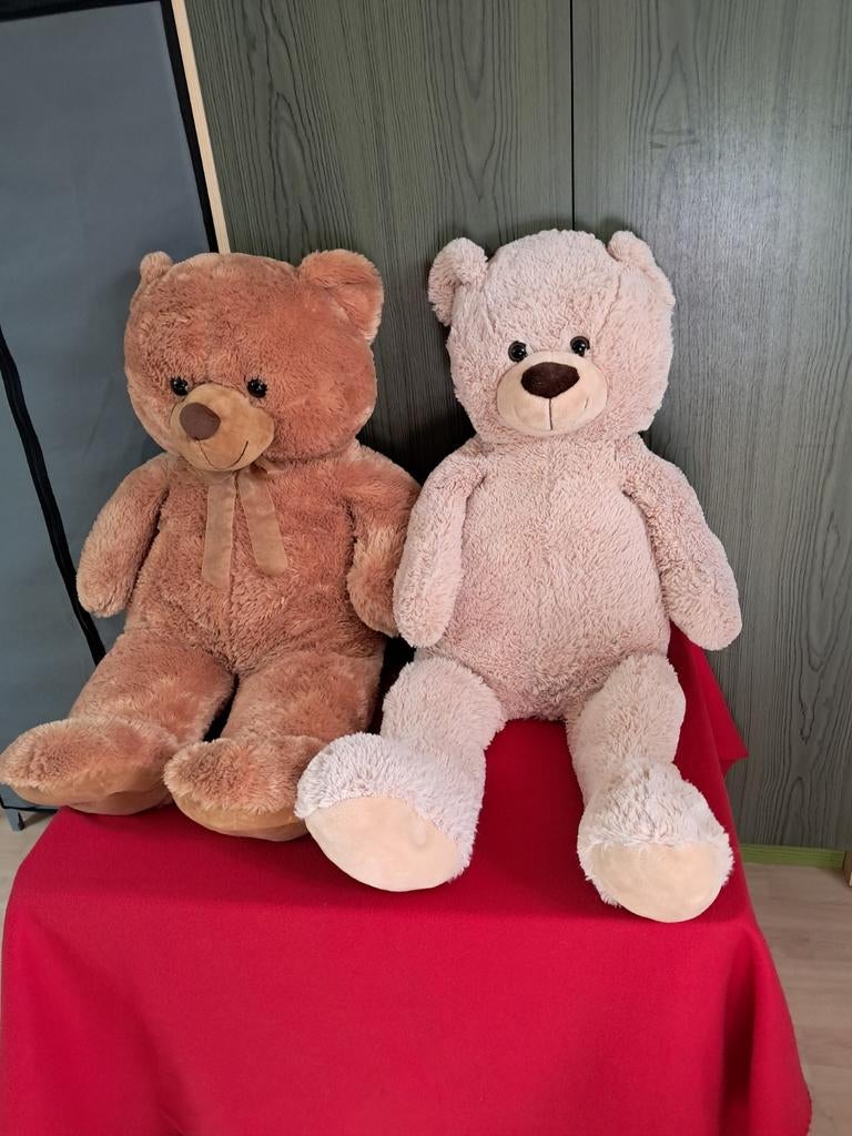 Grote Teddy Beren - Bruin en Beige Knuffelberen, Beer, Ophalen of Verzenden, Zo goed als nieuw, Bruin