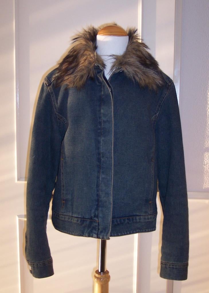 Gevoerde spijkerjas 40 Afneembare "bont" kraag Vintage (Jool, Maat 38/40 (M), Blauw, Ophalen of Verzenden, Zo goed als nieuw