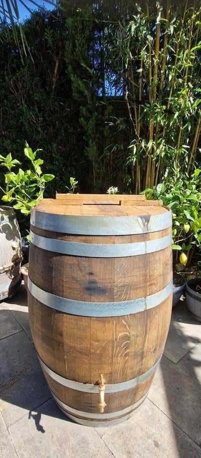 Wijnvat Regenton 225L met deksel en kraan - eikenhout, Tuin en Terras, Regentonnen, Ophalen, Met kraantje, 150 liter of meer, Nieuw