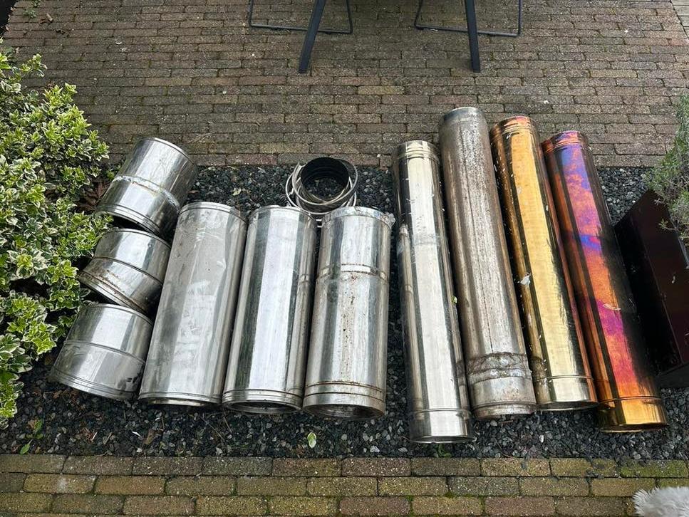 Rookkanalen dubbelwandig en geïsoleerd voor kachel, Doe-het-zelf en Verbouw, Buizen en Afvoer, Ophalen, Gebruikt, Overige typen
