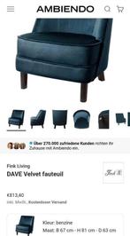 Velvet blauw fauteuils 2x van Fink living, Huis en Inrichting, Ophalen, Zo goed als nieuw