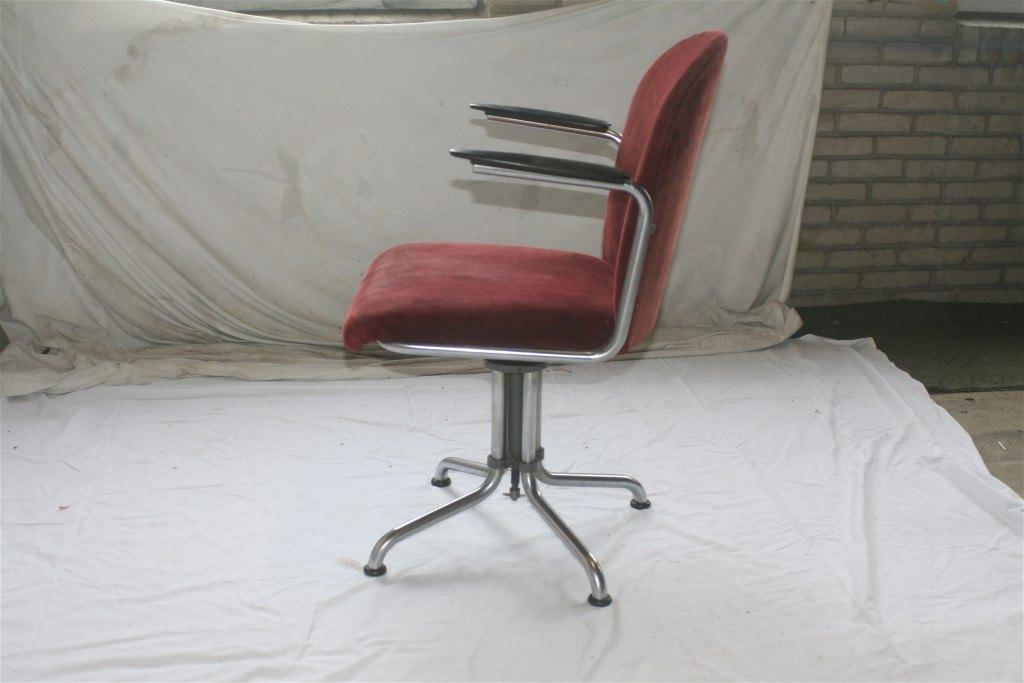Vintage Jaren '30 Gispen 356 Mat Chroom Bureaustoel Corduroy, Ophalen, Gebruikt, Overige kleuren, Gispen Culemborg
