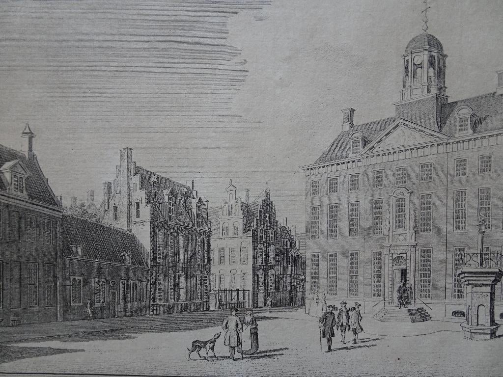 gravure Stadhuis Hof en Weeshuis Leeuwarden D. de Jong 1786, Verzenden