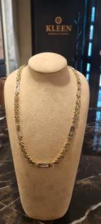 Prachtige Plat Gouden Ketting Koningschakel Bicolor 14K, Ophalen of Verzenden, Zo goed als nieuw, Goud, Goud