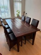 Koloniale eettafel met stoelen, Huis en Inrichting, Tafels | Eettafels, Ophalen, Zo goed als nieuw, Rechthoekig, 50 tot 100 cm