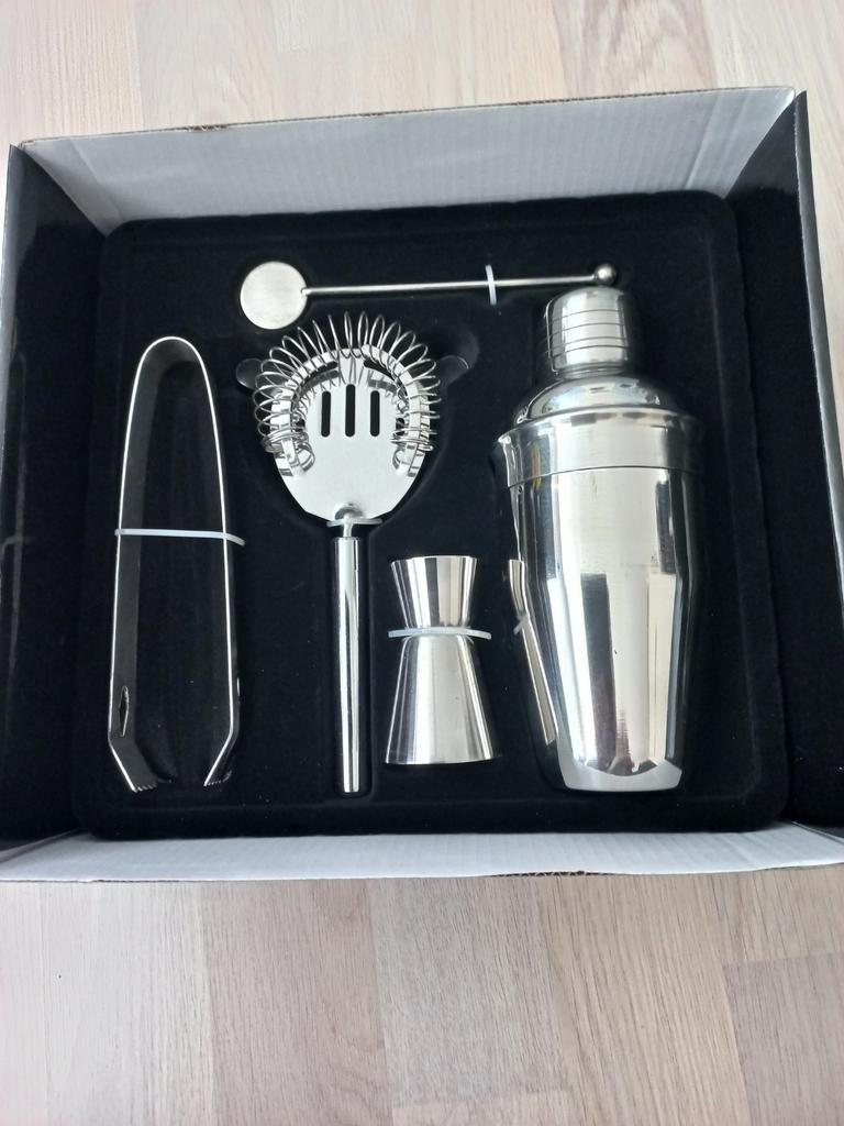 Cocktail Shaker Set - Roestvrij staal, Huis en Inrichting, Keuken | Keukenbenodigdheden, Ophalen, Overige typen, Zilver, Zo goed als nieuw