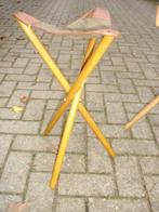 Tripod krukje canvas zitting, Huis en Inrichting, Krukjes, Ophalen of Verzenden, Gebruikt, Hout