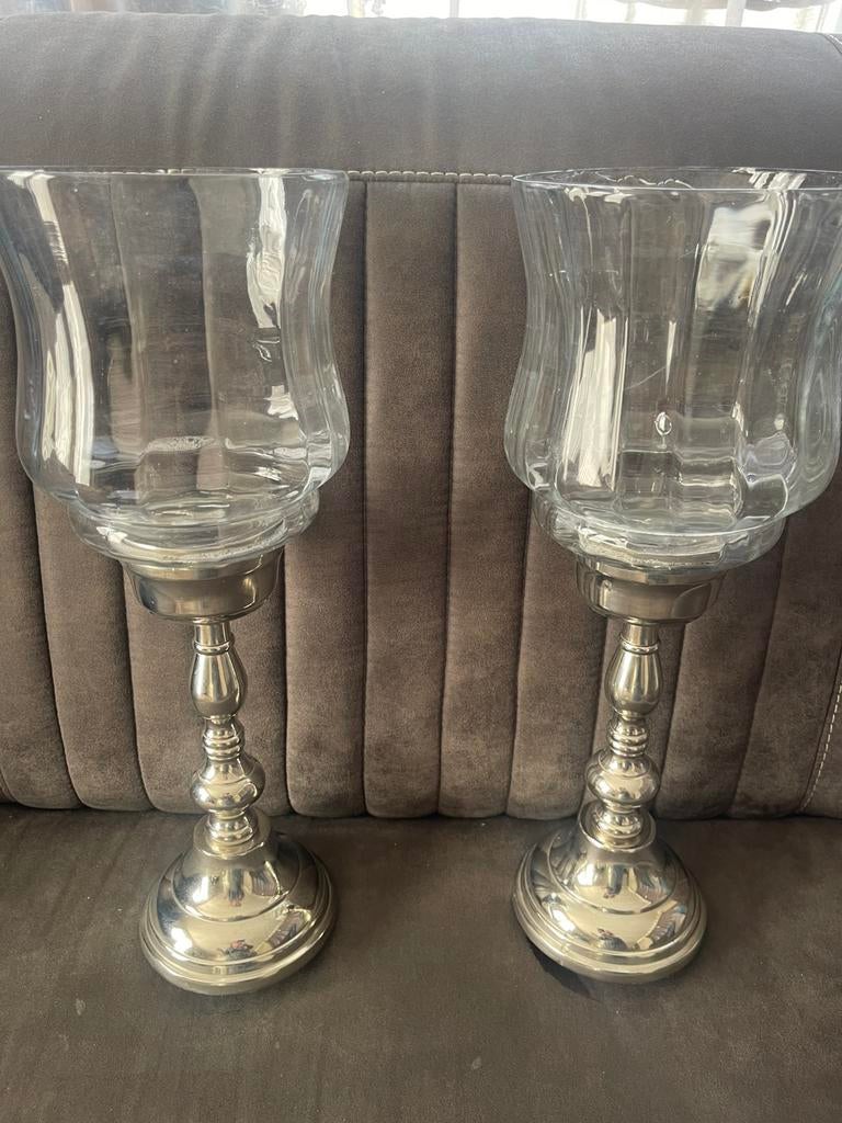 Riviera Maison 2 stuks windlichten 44 cm hoog, 25 tot 50 cm, Ophalen of Verzenden, Zo goed als nieuw, Kandelaar