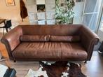 Baxter bank bruin leer, Gebruikt, Driepersoons, Ophalen of Verzenden, Rechte bank