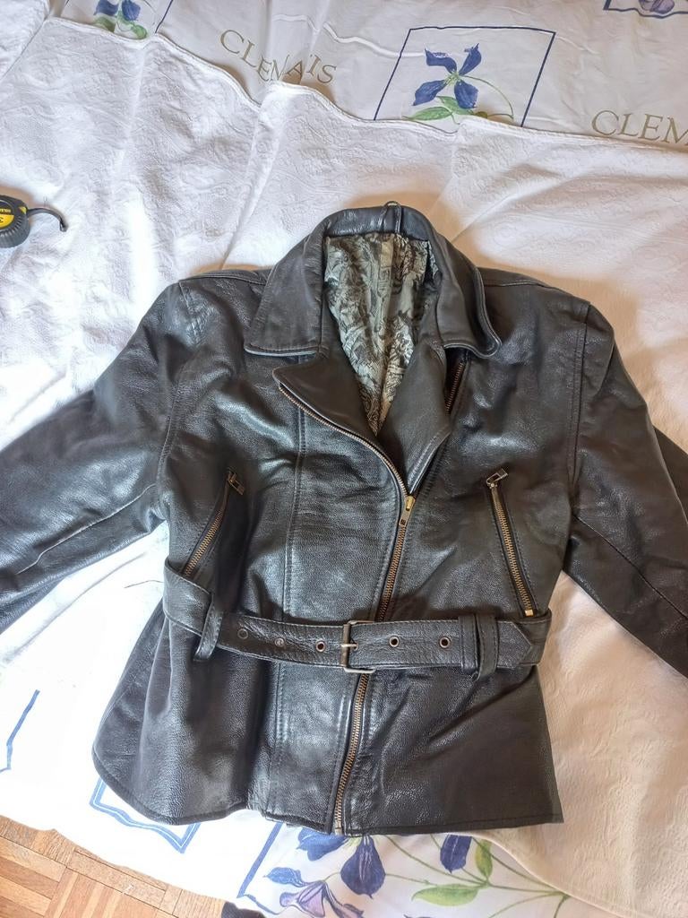 Zwart lederen dames motorjasje maat M, Ophalen of Verzenden