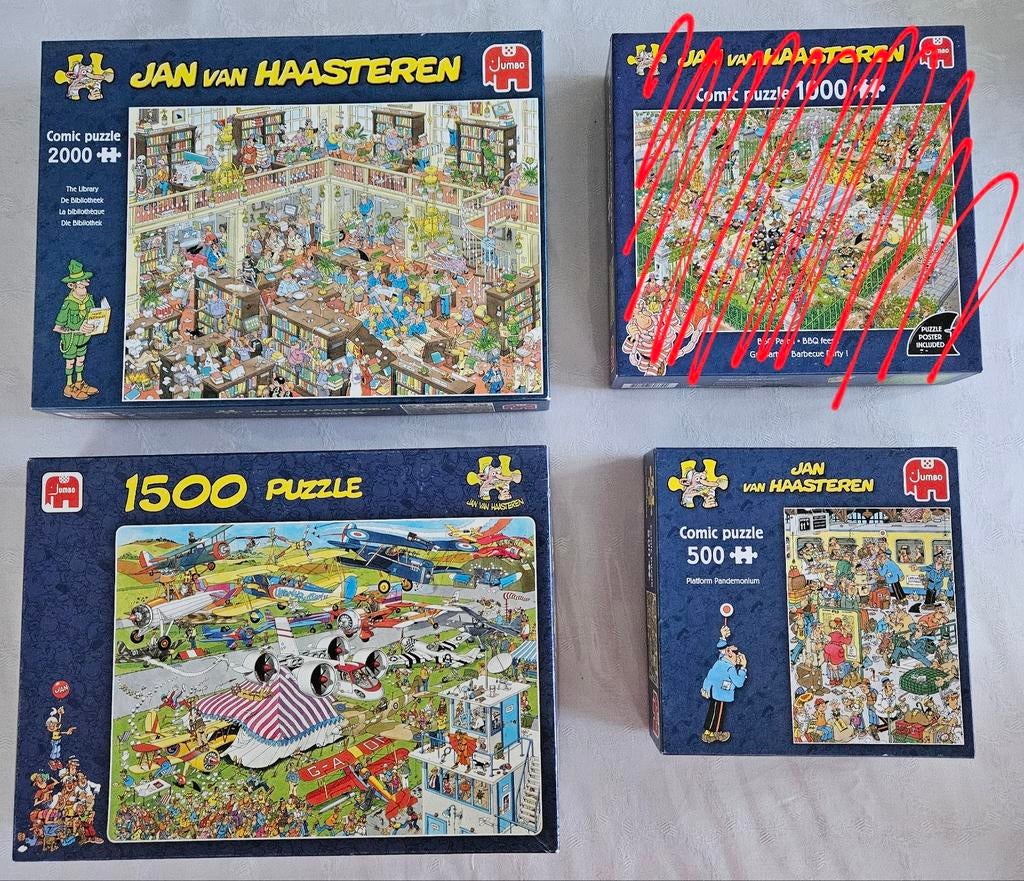 Diverse Jan van Haasteren puzzels, Ophalen, 500 t/m 1500 stukjes, Gebruikt, Legpuzzel