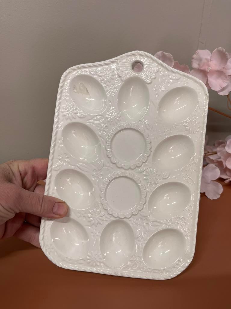 Keramieken schaal vintage wit, Ophalen of Verzenden