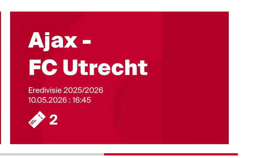 1 kaart ajax utrecht vak 112, Eén persoon, Mei