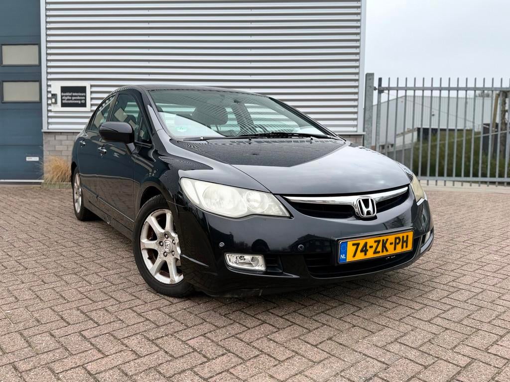 Honda Civic 1.3 Hybrid (bj 2008) AUTOMAAT/LEER/CLIMA/STOELVE, Auto's, Gebruikt, Stoelverwarming, Zwart, Bedrijf