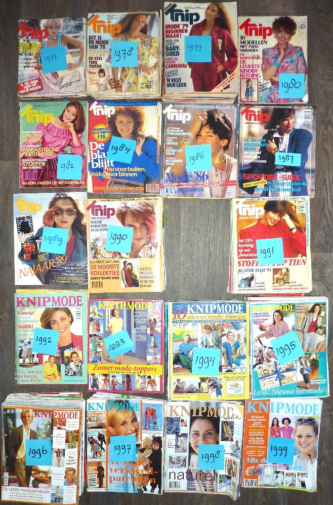 KNIPMODE 1977 t/m 1999 RETRO/VINTAGE diverse nummers, Ophalen, Overige typen, Vrouw, Zo goed als nieuw