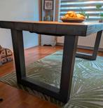 Kloostertafel, eettafel 2000x1000 hout met stalen poten, Ophalen, Inbouwhaard, Houthaard