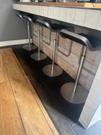 4 stuks La Palma "Lem" Barkruk donkerbruin hout, Huis en Inrichting, Barkrukken, Ophalen, Gebruikt, In hoogte verstelbaar, 60 tot 90 cm