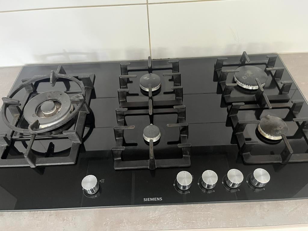 Gaskookplaat 5-pits, Witgoed en Apparatuur, Kookplaten, Ophalen, Zo goed als nieuw, Inbouw, Gas