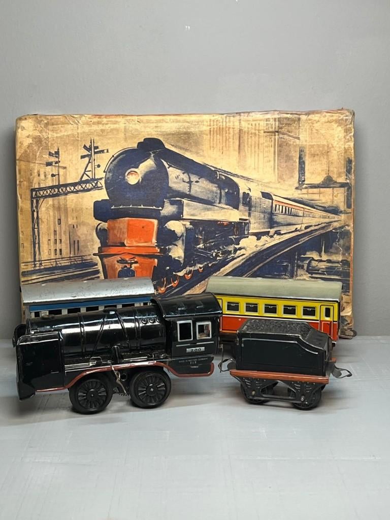 Karl Bub treinset in doos met 8x gebogen spoor (cirkel), Antiek en Kunst, Ophalen of Verzenden