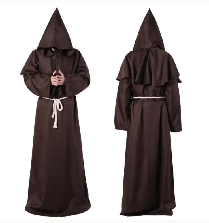 Kostuum middeleeuwse Monnik / Tovenaar met capuchon, Ophalen of Verzenden, Nieuw
