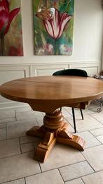 Massief eiken uitschuifbare tafel 120 rond naar 160 ovaal, Gebruikt, 100 tot 150 cm, Eikenhout, Ophalen of Verzenden