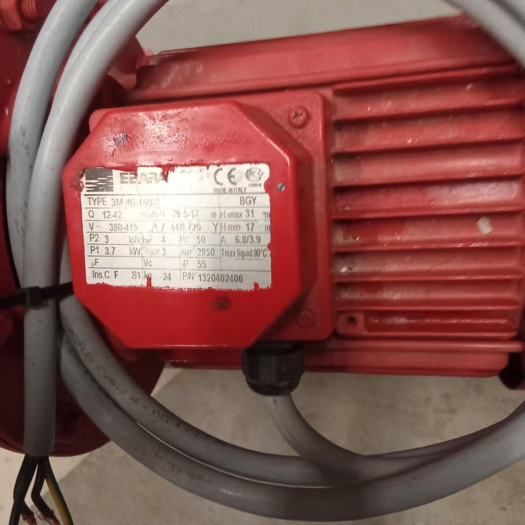 Ebara centrifugaalpomp 3m40-160/3 met schakelkast en kraan, Ophalen of Verzenden, Gebruikt, Elektrisch, Overige typen