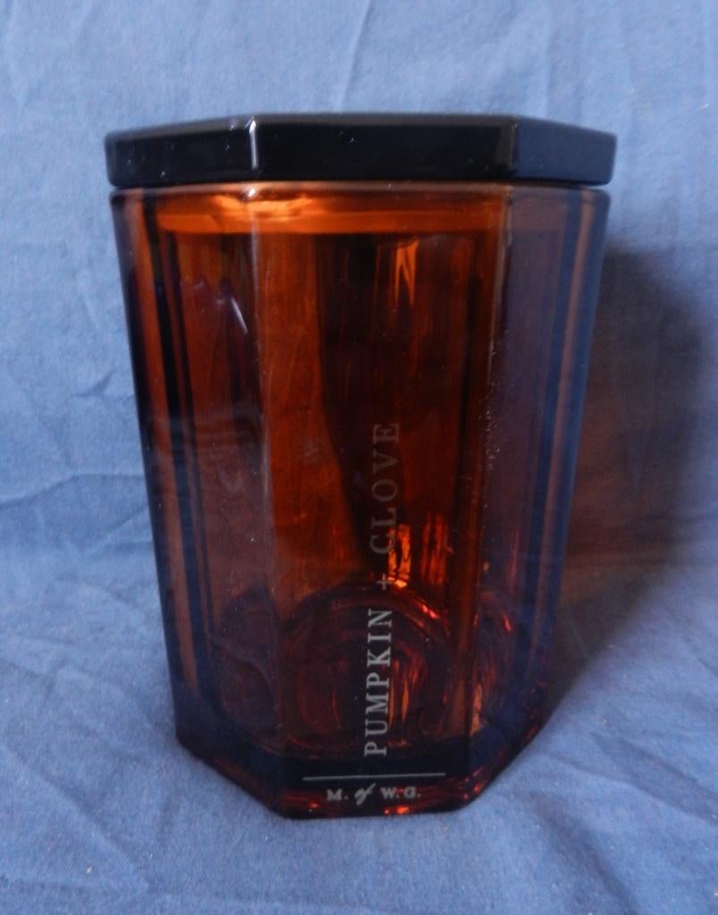 Grote bruine oker glazen voorraadbus Pumpkin + Clove h. 16,4, Ophalen of Verzenden, Nieuw, Glas, Pot, Bus of Blik