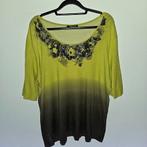 Frank Walder Limoengroen Top met Zwarte Stenen, Maat 46, Kleding | Dames, Tops, Maat 46/48 (XL) of groter, Ophalen of Verzenden